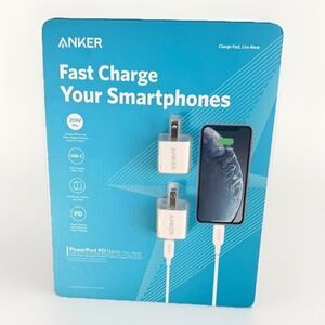 Pack of 2 Anker PowerPort PD Nano 20W Universal USB Type-C Wall Charger - White